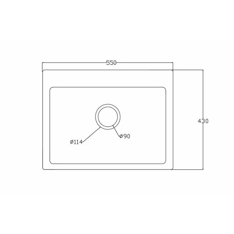 550 x 430 mm topmount single bowl quartz composite kitchen sink