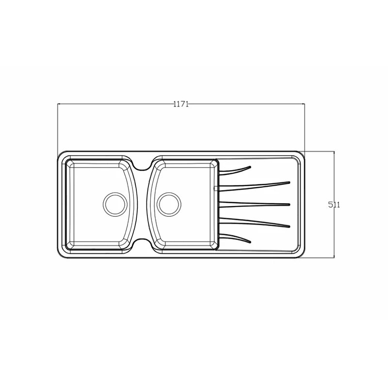 1160 x 500 mm draining board sink, style B layout quartz composite kitchen sink
