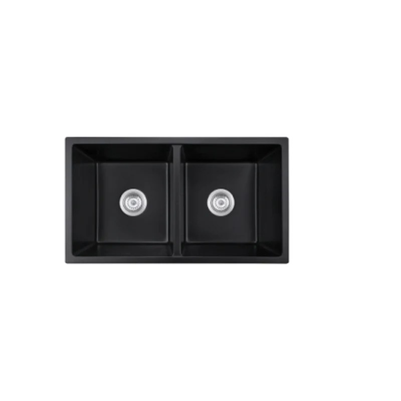780 x 450 mm undermount 50/50 double-bowl quartz composite kitchen sink