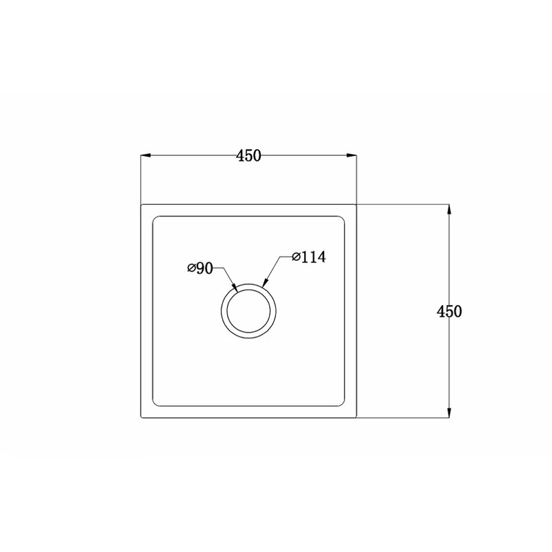 450 x 450 mm undermount square single bowl quartz composite kitchen sink