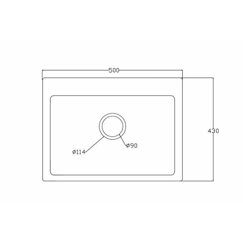 500 x 430 mm topmount single bowl quartz composite kitchen sink