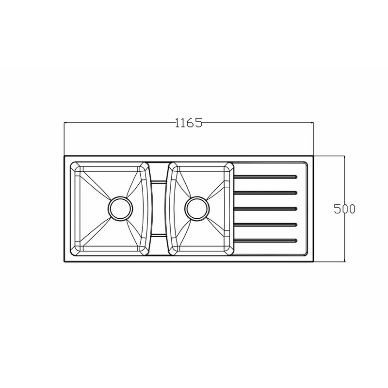 1171 x 511 mm draining board sink quartz composite kitchen sink