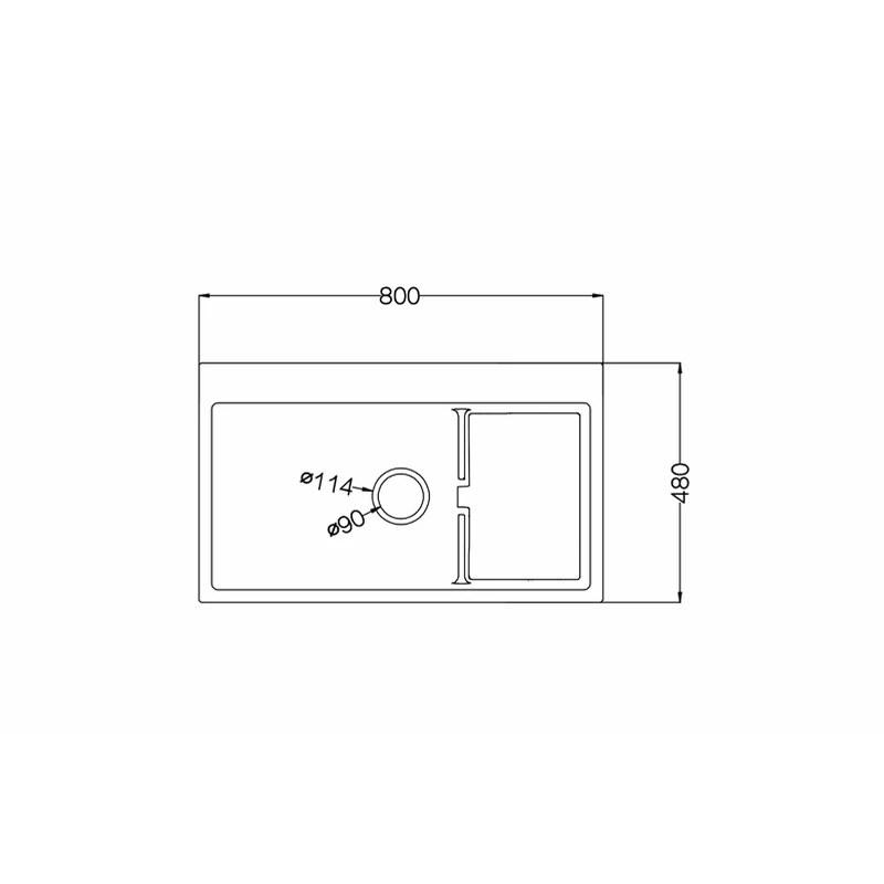 800 x 480 mm stepped single bowl quartz composite kitchen sink