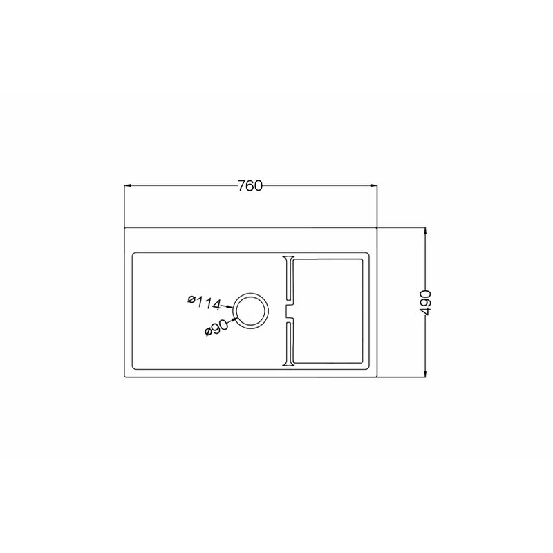 800 x 460 mm stepped single bowl quartz composite kitchen sink
