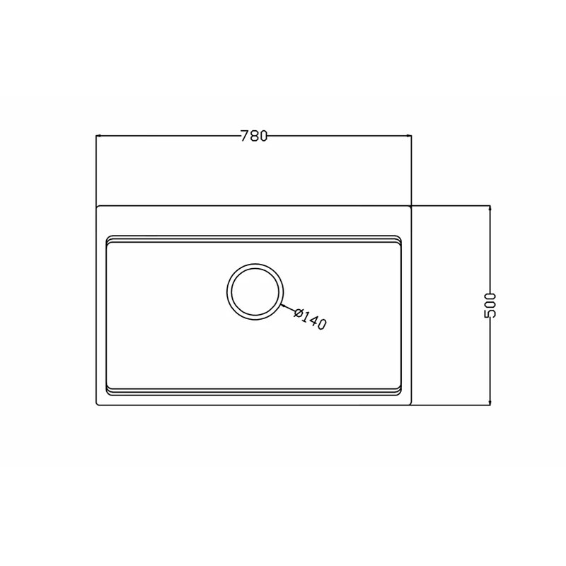 780 x 500 mm multifunctional single bowl quartz composite kitchen sink