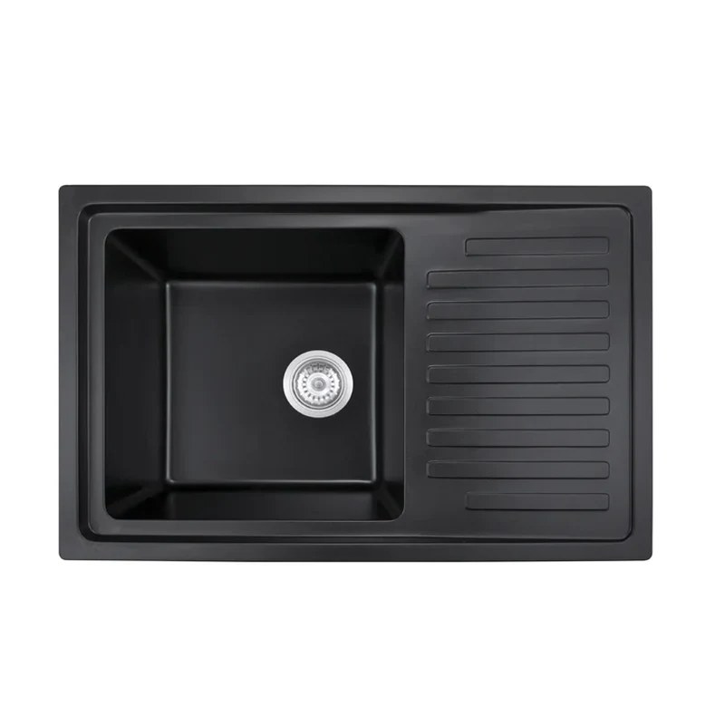 770 x 500 mm single bowl with draining board quartz composite kitchen sink
