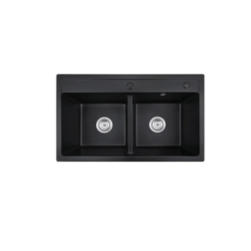 860 x 490 mm topmount double bowl with rear ledge quartz composite kitchen sink
