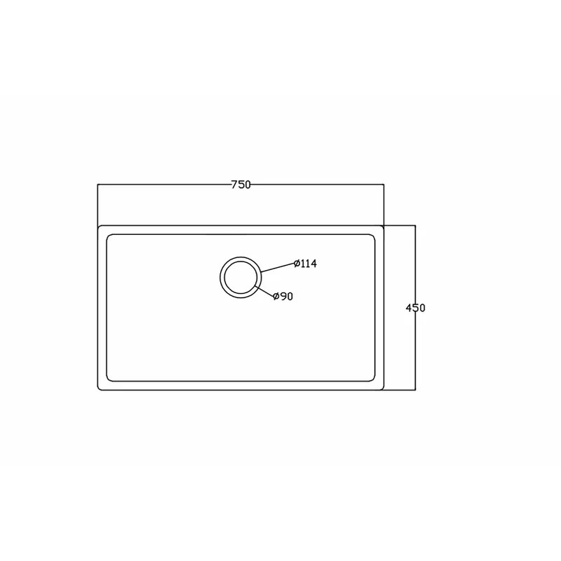 750 x 450 mm undermount single bowl quartz composite kitchen sink