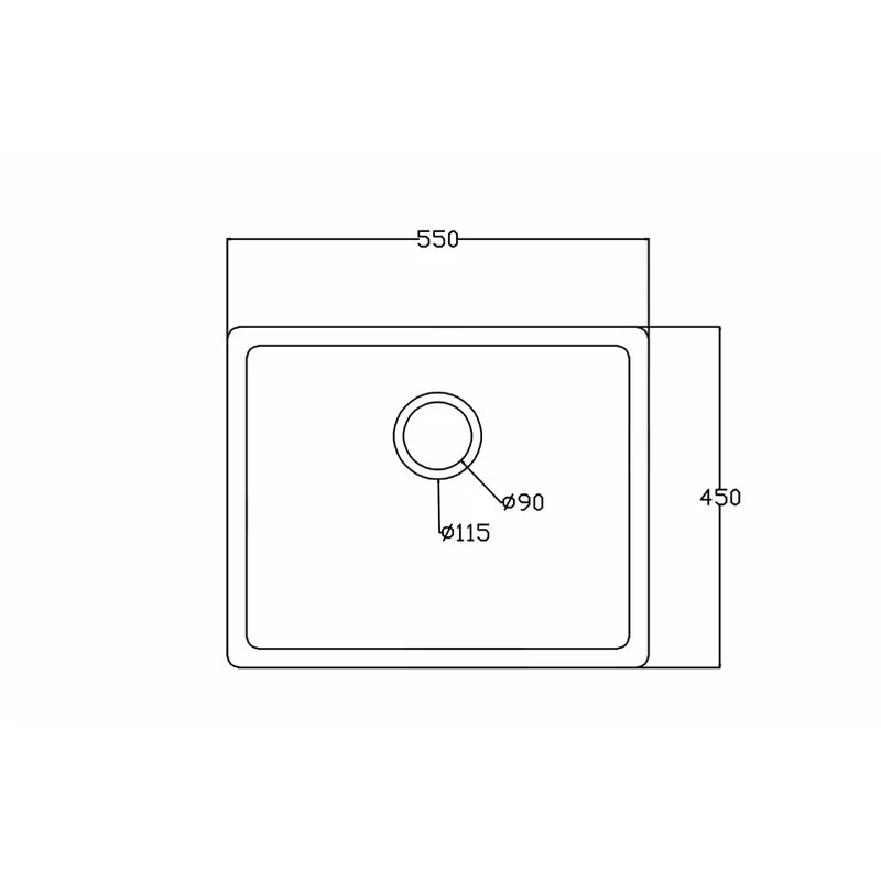 550 x 450 mm undermount single bowl quartz composite kitchen sink